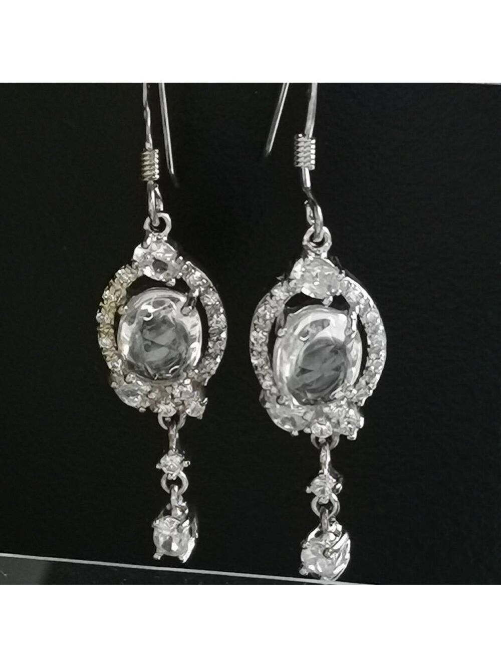 Sterling silver CZ Clear Quartz Drop Earrings 🆕